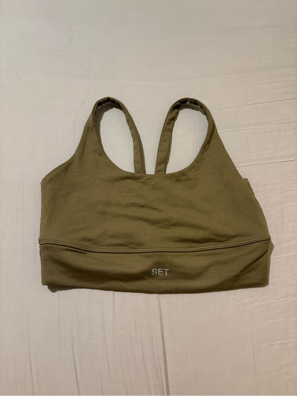 SET Active Olive Green Scoop Neck Sports Bra Size Medium M